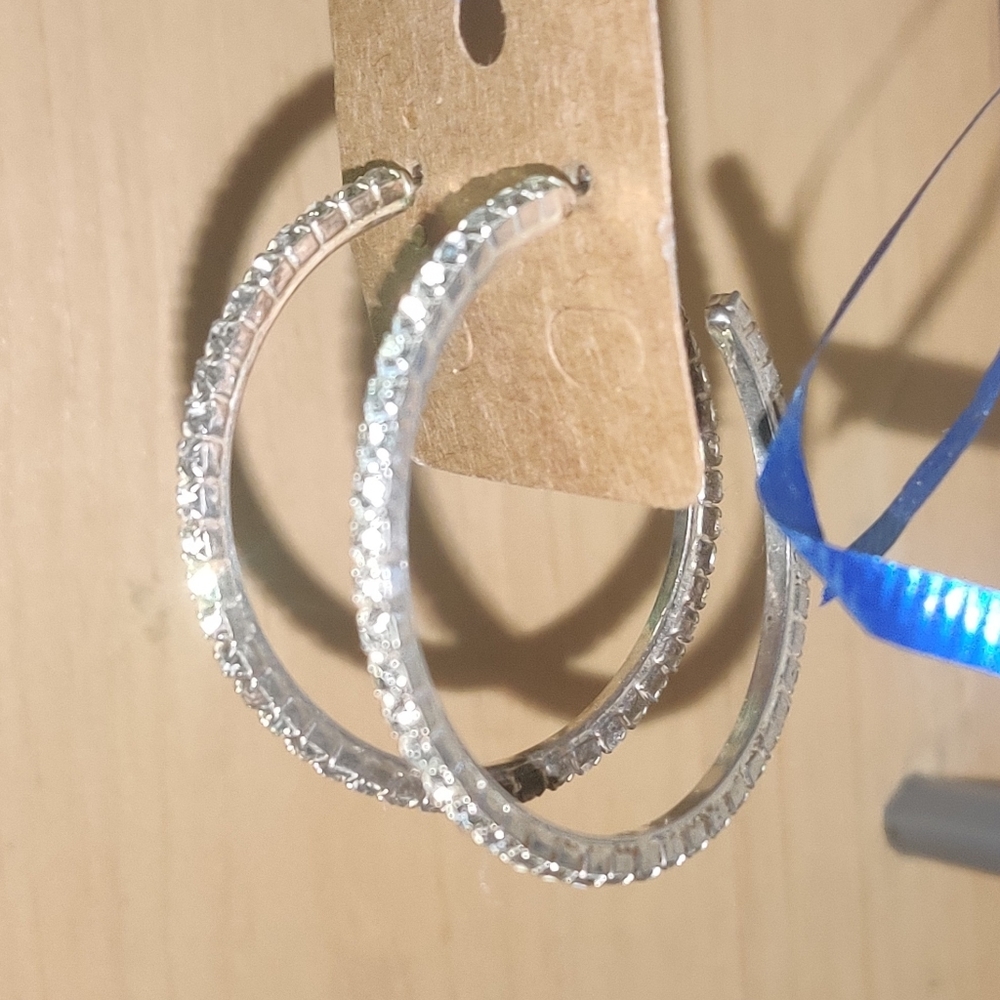 Crystal 2" hoop earrings